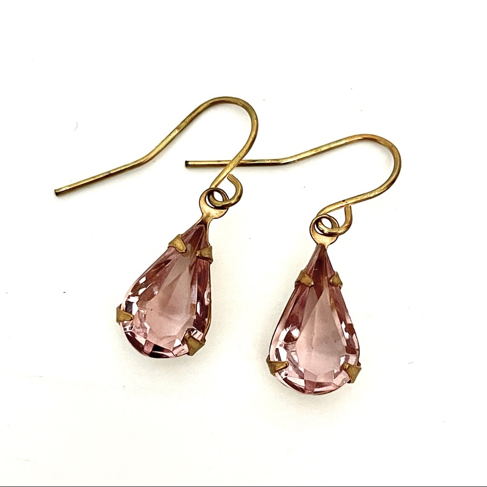 Vintage lilac crystal earrings | gold-plated French hooks | Indie designer